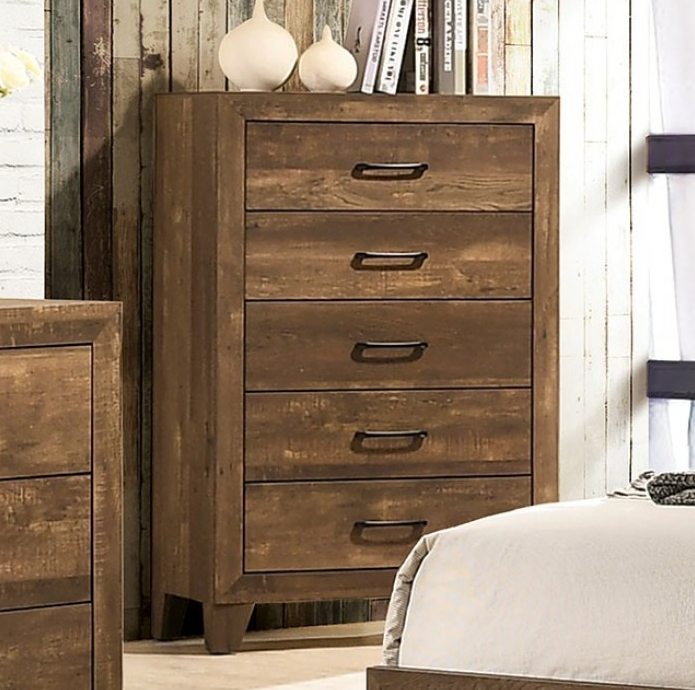 Wentworth Rustic 5-Drawer Bedroom Chest - Light Walnut