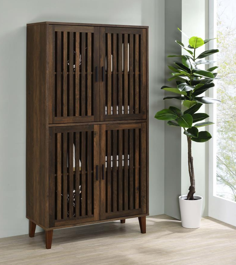 Elouise 4-door Engineered Wood Tall Accent Cabinet Dark Pine