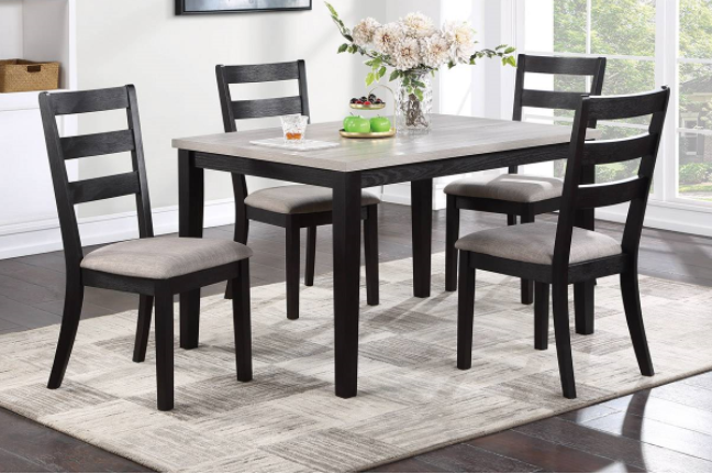 Magley Craftsman Style 5-Piece Dining Set - Black & White Wash