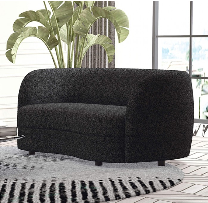 Versoix Contemporary Sofa in Black Boucle