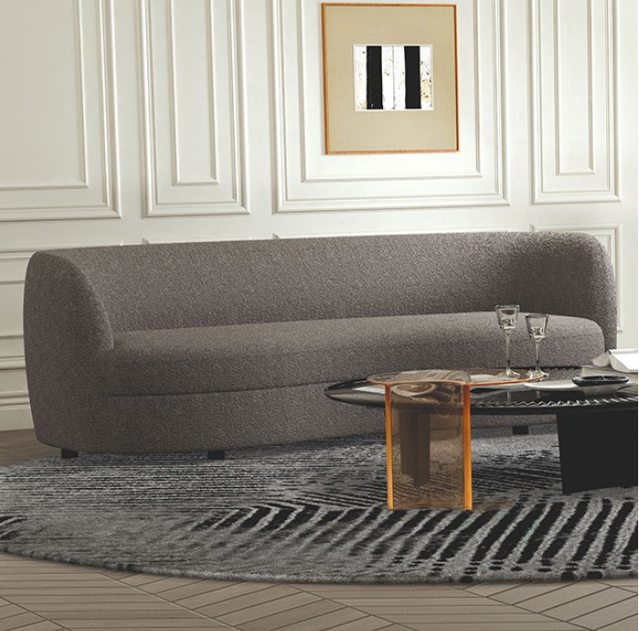 Versoix Contemporary Living Room Set in Charcoal Gray Boucle