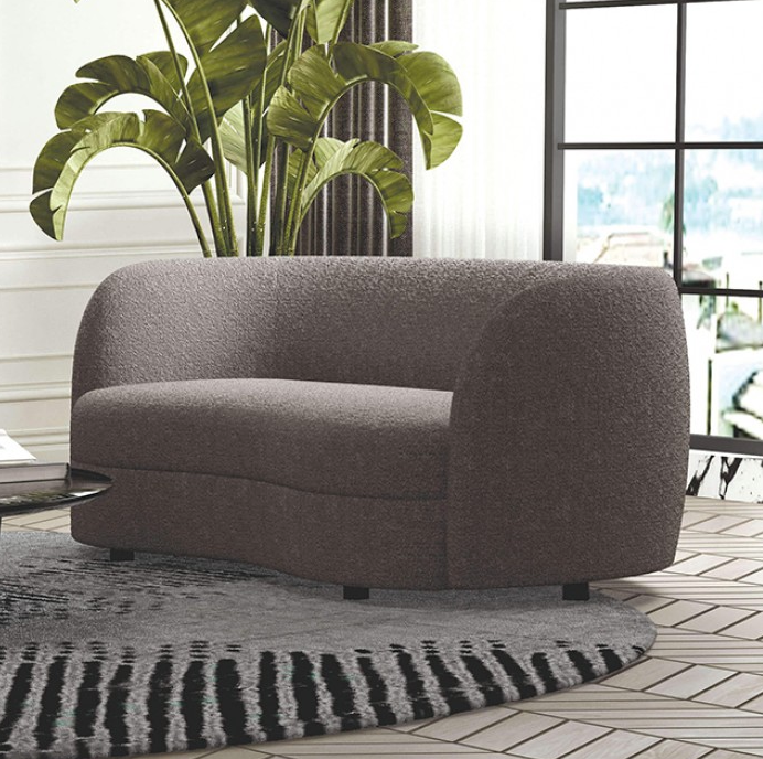 Versoix Contemporary Living Room Set in Charcoal Gray Boucle