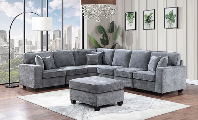 Cajeme Contemporary Upholstered Track Arm Sectional - Gray