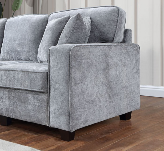 Cajeme Contemporary Upholstered Track Arm Sectional - Gray