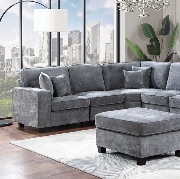 Cajeme Contemporary Upholstered Track Arm Sectional - Gray