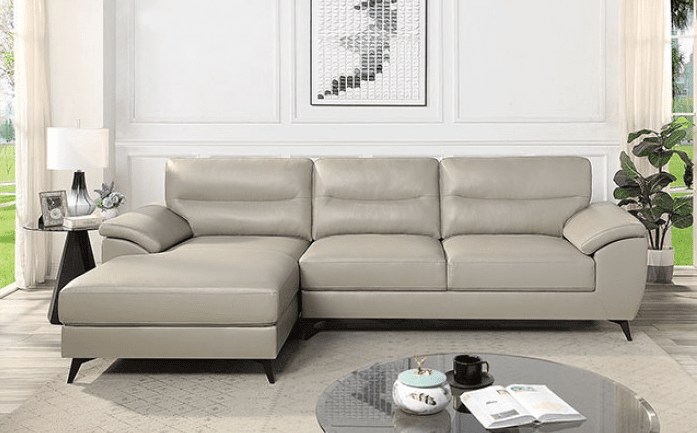 Mohlin Mid-Century Modern Sectional in Taupe Leatherette