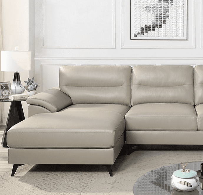 Mohlin Mid-Century Modern Sectional in Taupe Leatherette