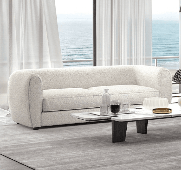 Verdal Contemporary Living Room Set in Off-White Boucle