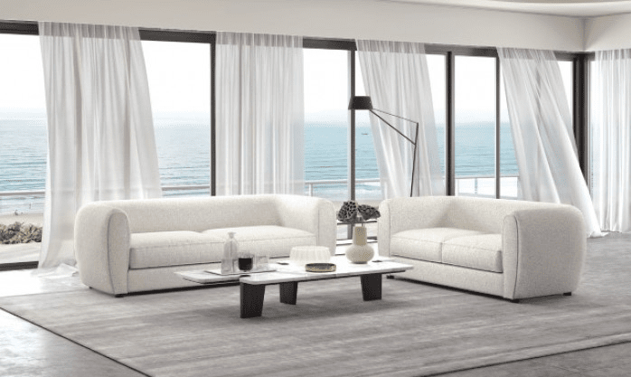 Verdal Contemporary Living Room Set in Off-White Boucle