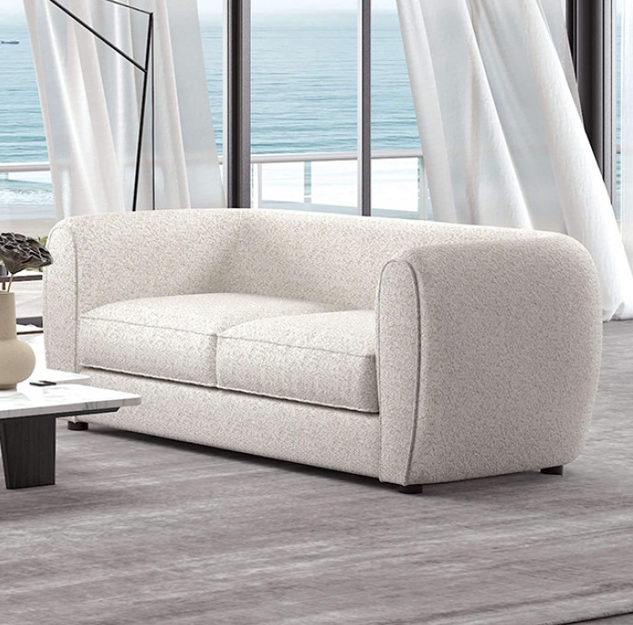 Verdal Contemporary Sofa in Off-White Boucle