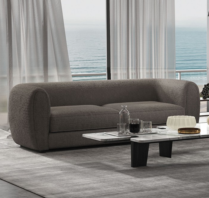 Verdal Contemporary Living Room Set in Charcoal Gray Boucle