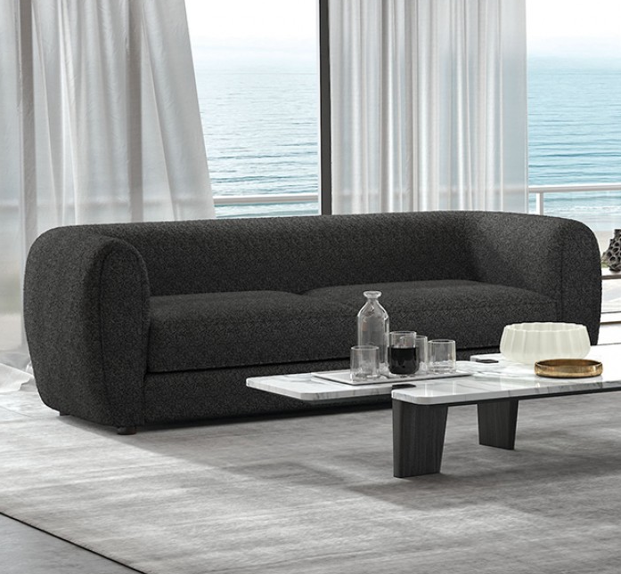 Verdal Contemporary Living Room Set in Black Boucle