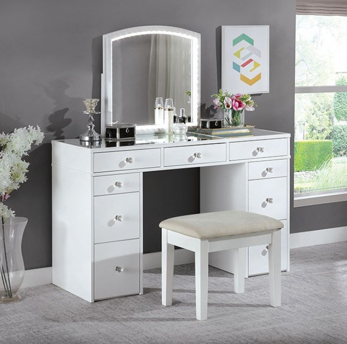 Louise Contemporary Vanity Set - Luminous White