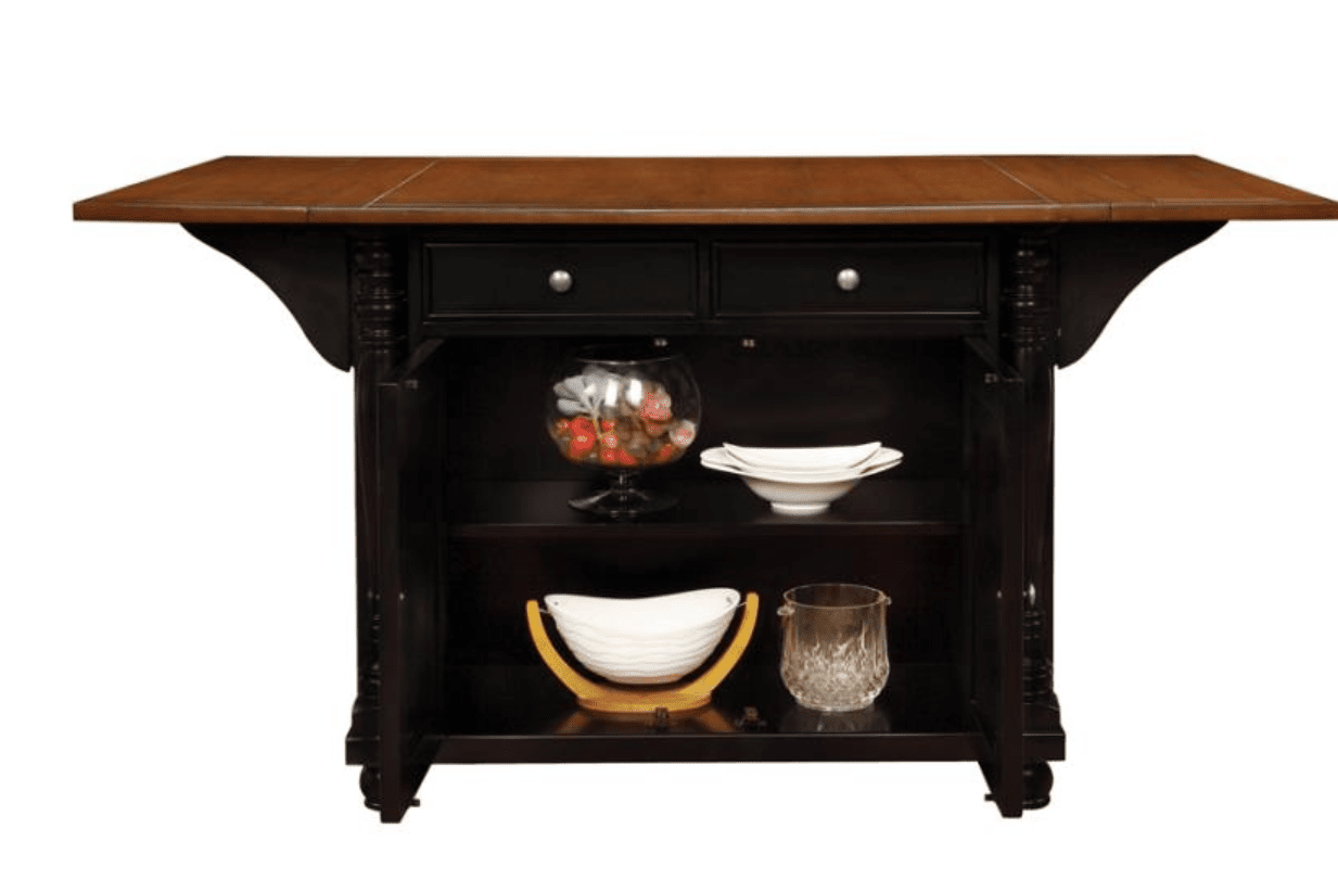 Slater 2-Drawer Kitchen Island With Drop Leaves Brown And Black