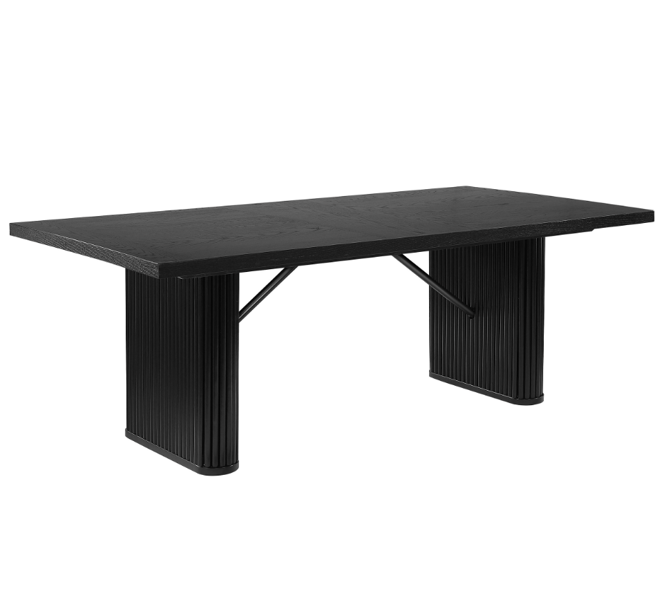 Catherine Rectangular Double Pedestal Dining Table Black