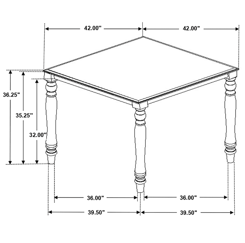 Wiley 5-Piece Square Spindle Legs Counter Height Dining Set Beige And Grey