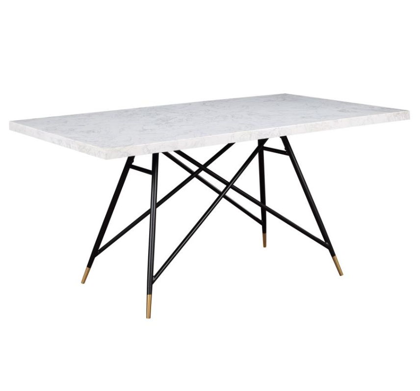 Gabrielle Rectangular Marble Top Dining Table White and Black