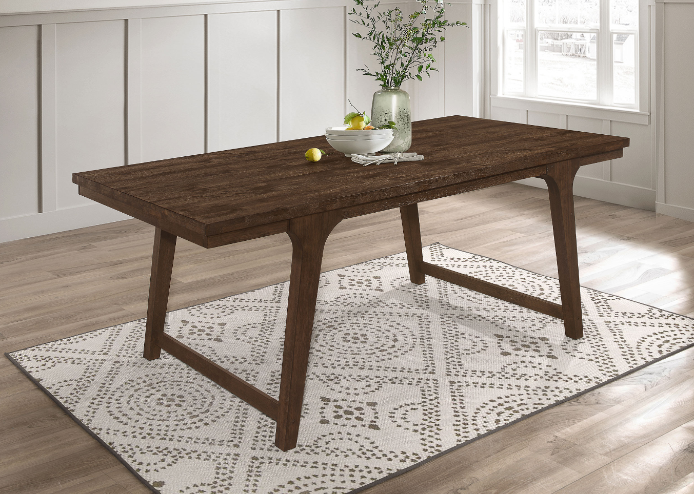 Reynolds 6-Piece Rectangular Dining Table Set Brown Oak