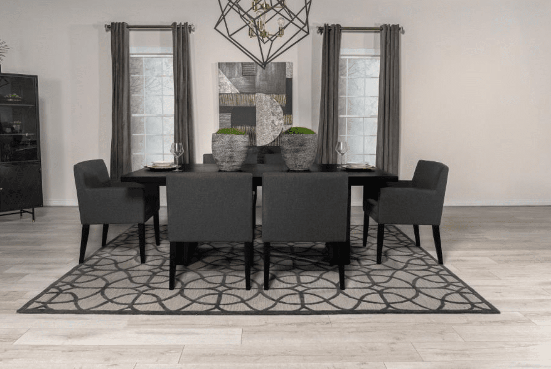 Catherine 7-piece Double Pedestal Dining Table Set Charcoal Grey and Black