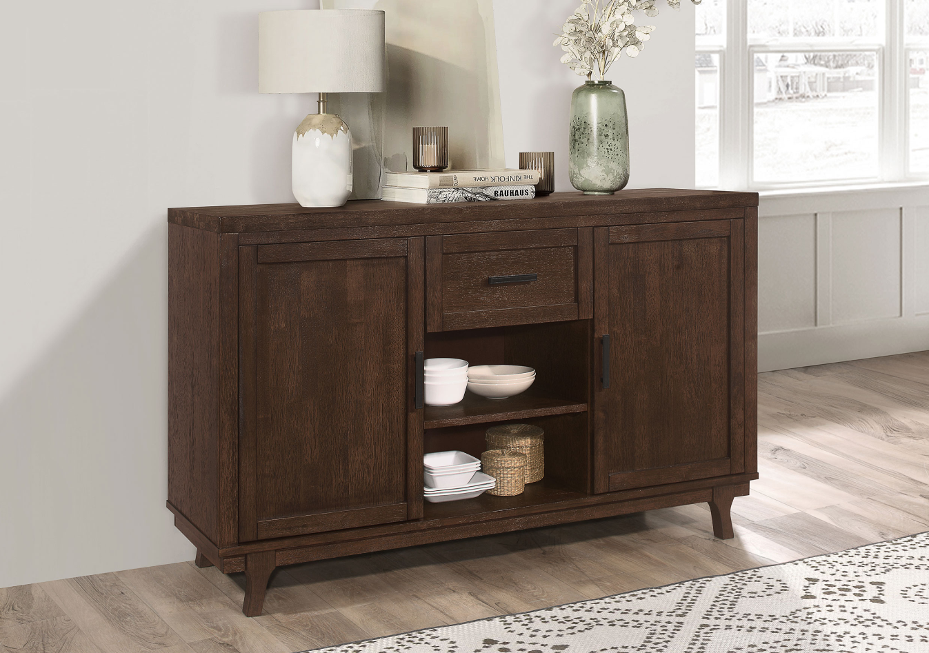 Reynolds 2-Door Dining Sideboard Server Brown Oak