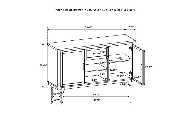 Reynolds 2-Door Dining Sideboard Server Brown Oak