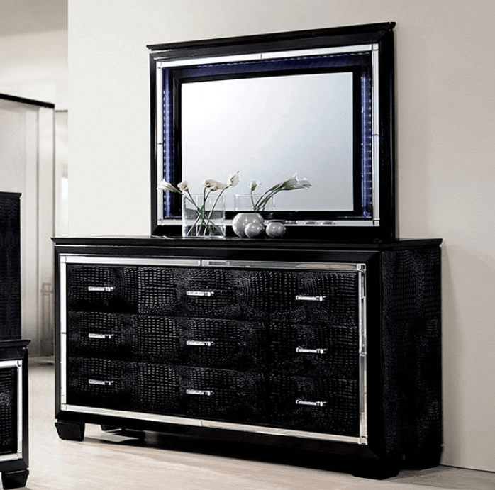 Bellanova Queen Glam Bedroom Set - Black