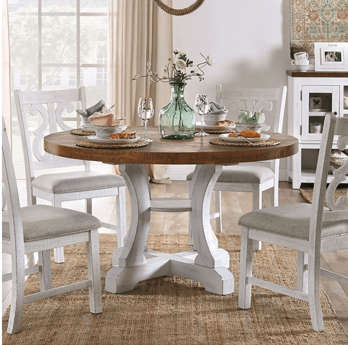 Auletta 5-Piece Farmhouse Dining Set in Distressed White & Oak