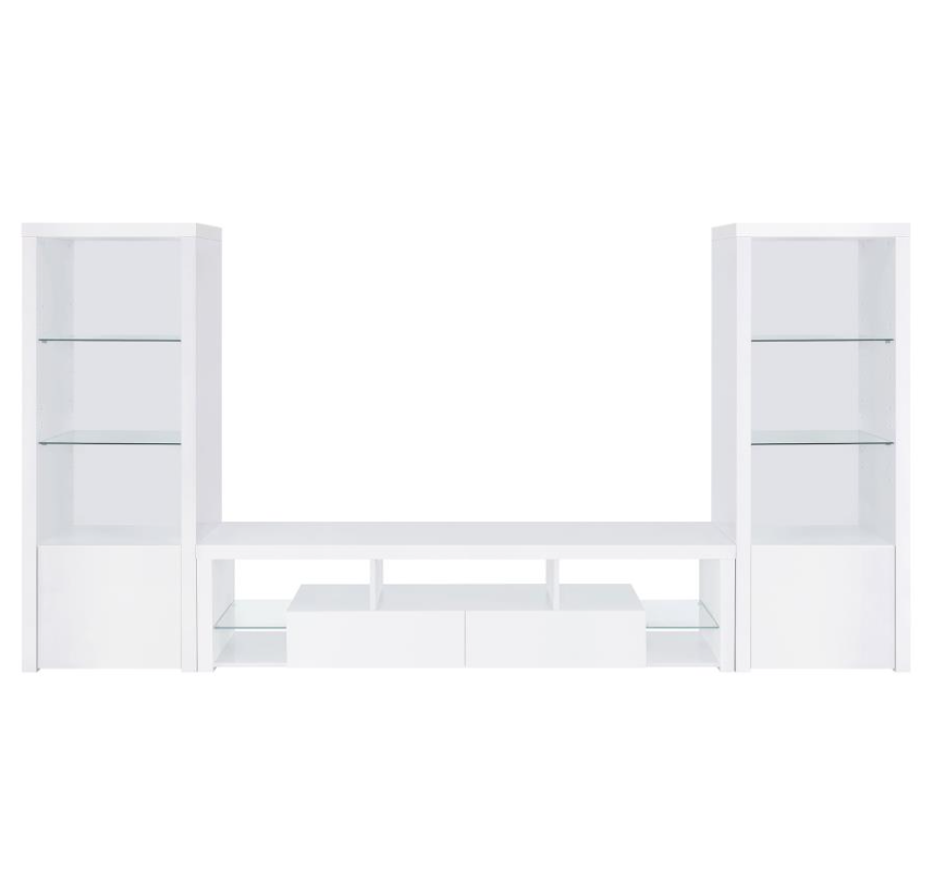 Jude 3-piece Entertainment Center With 71" TV Stand White High Gloss