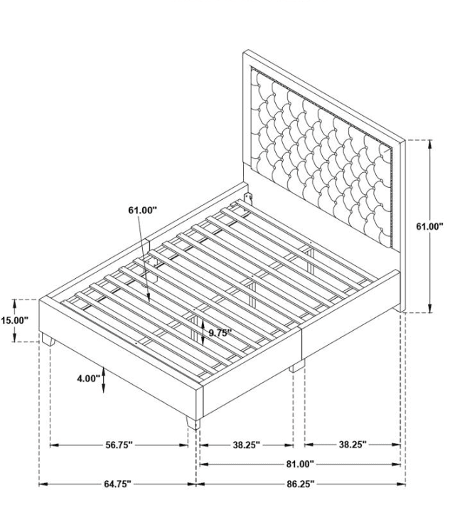 Hailey Upholstered Platform Queen Bed With Wall Panel Black