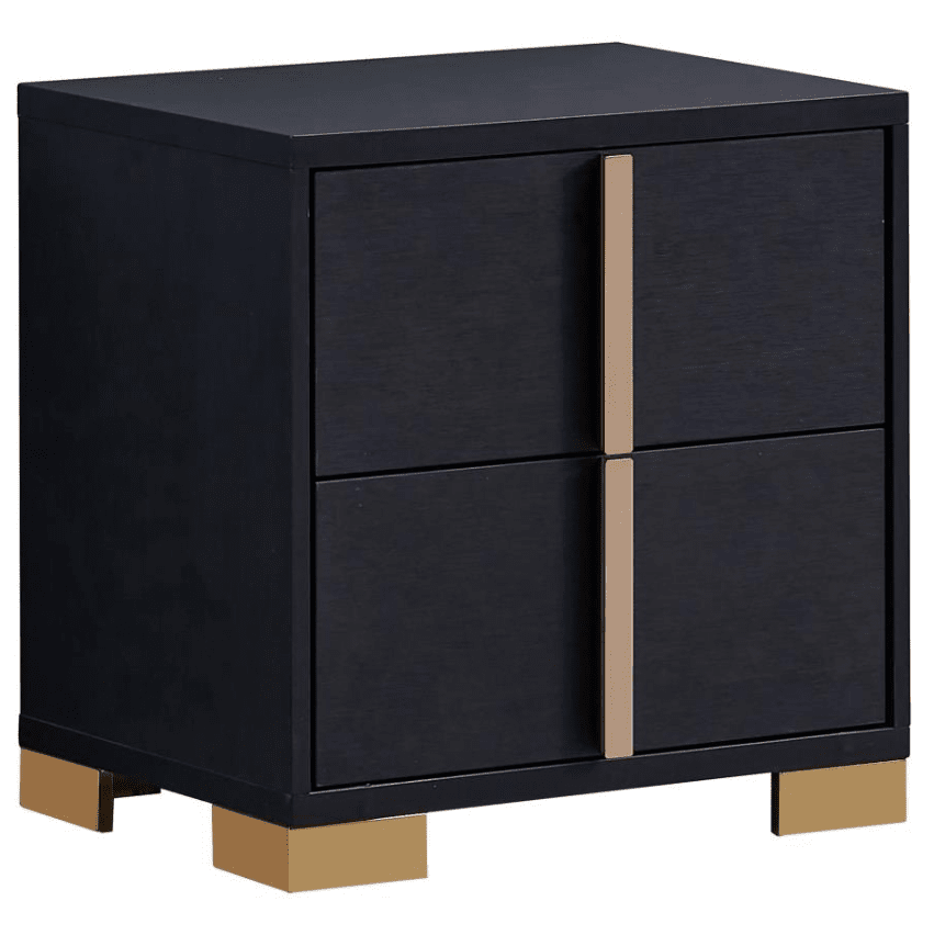 Marceline Collection 2-Drawer Nightstand - Black & Gold