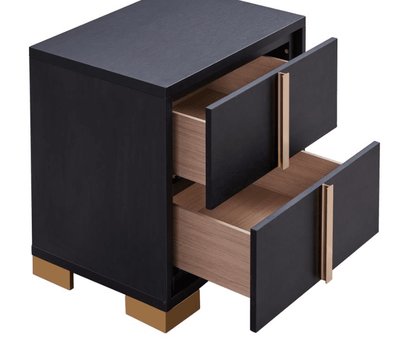 Marceline Collection 2-Drawer Nightstand - Black & Gold