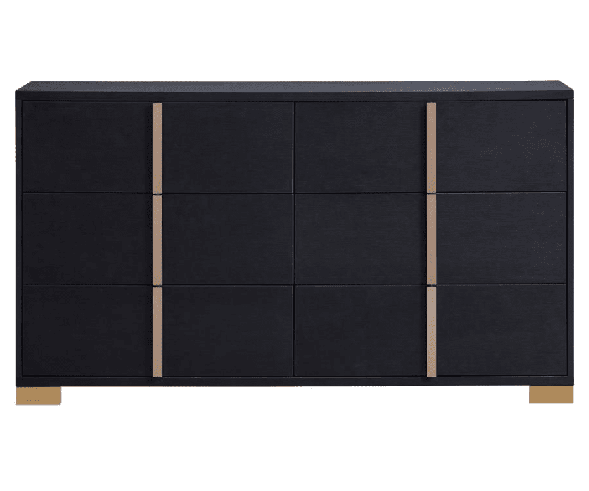 Marceline Collection 6-Drawer Dresser - Black & Gold