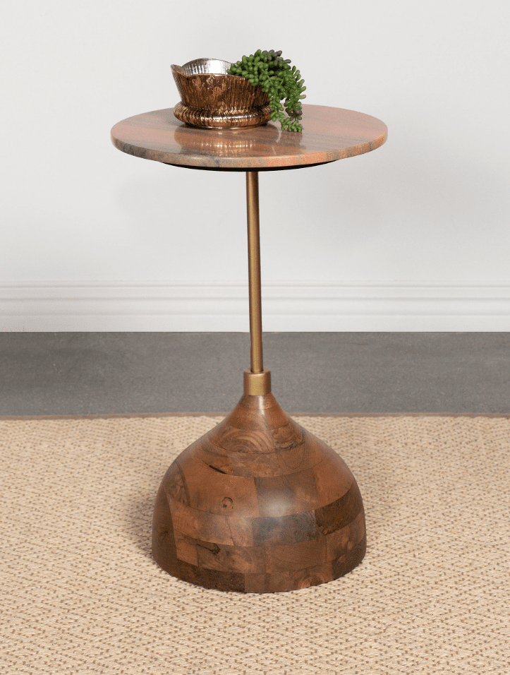 Colima Round Wood Top Side Table Peach