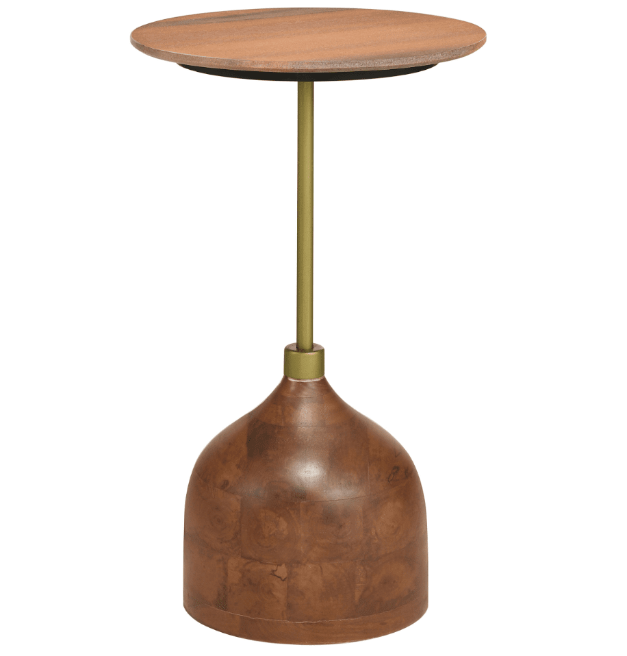 Colima Round Wood Top Side Table Peach