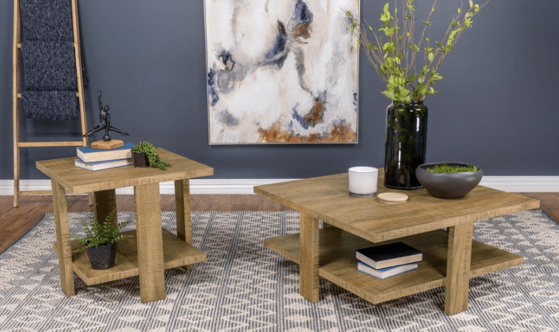 Dawn Square Engineered Wood Coffee Table With Shelf Mango