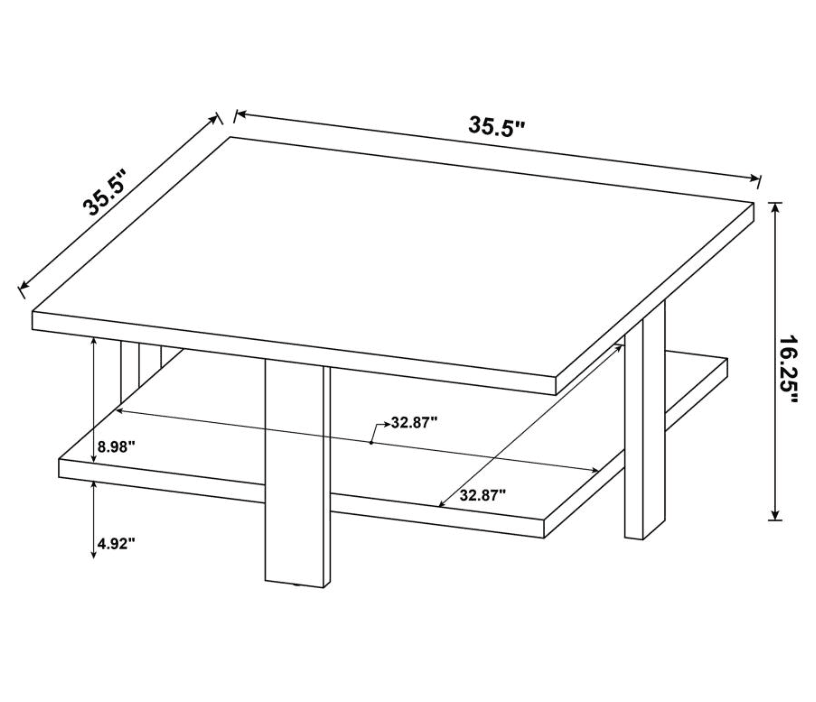 Dawn Square Engineered Wood Coffee Table With Shelf Mango