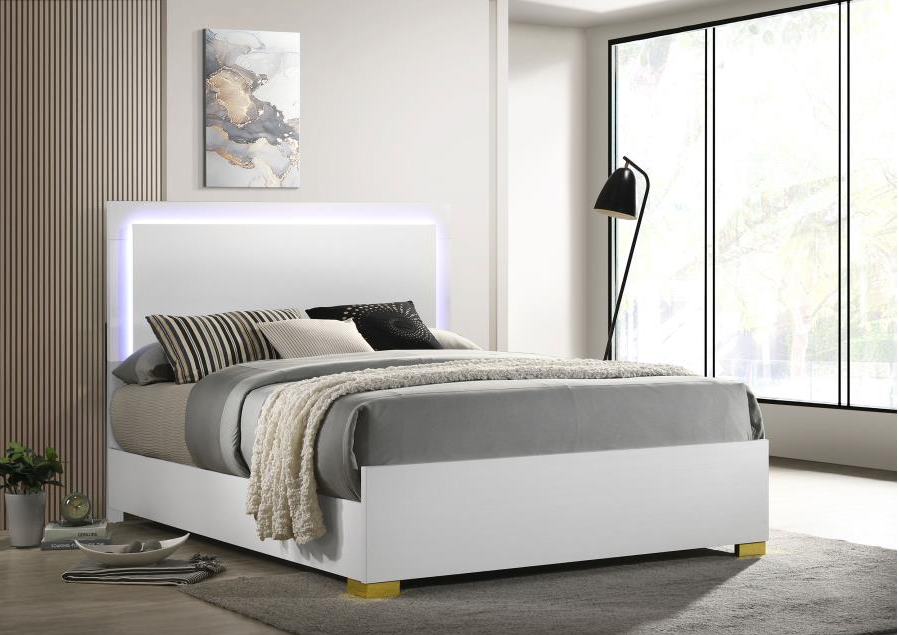 White bed clearance with led headboard