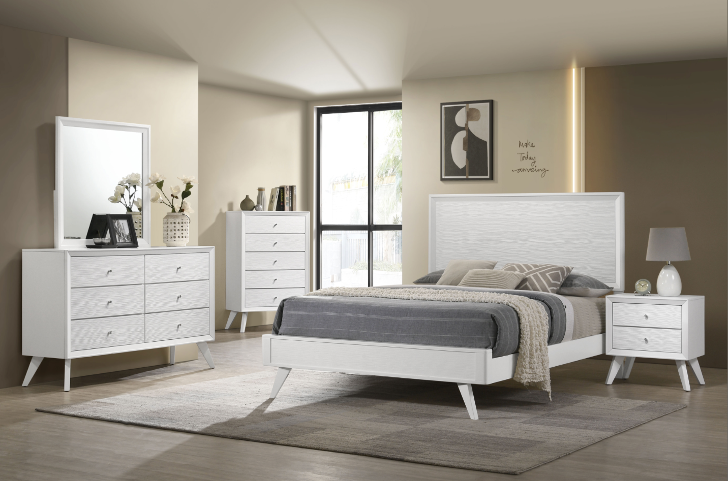 Janelle Modern White King Bed