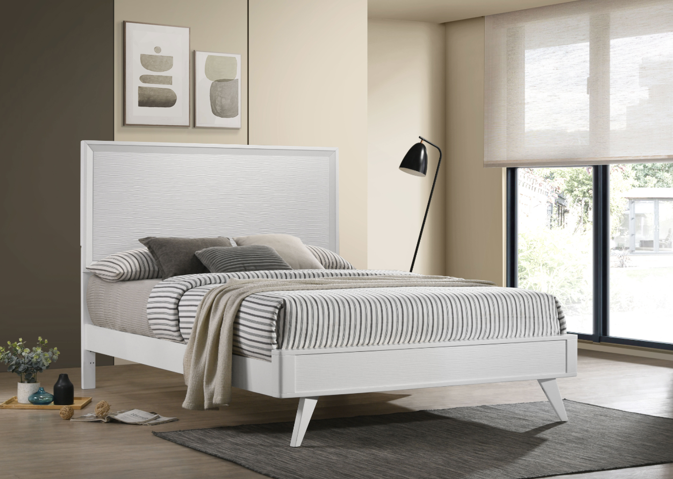 Janelle Modern White King Bed