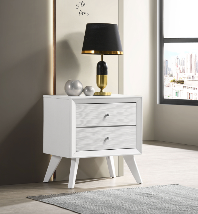 Janelle 2-Drawer Nightstand White