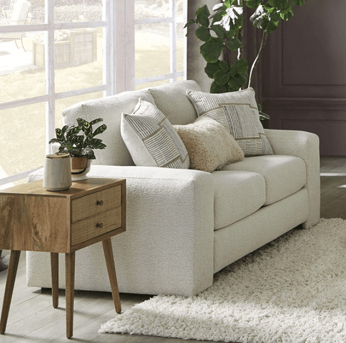 Cochrane Contemporary Chenille Sofa - Cream