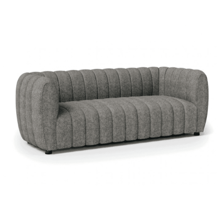 Aversa Contemporary Channel Tufted Sofa & Loveseat Set - Gray Boucle