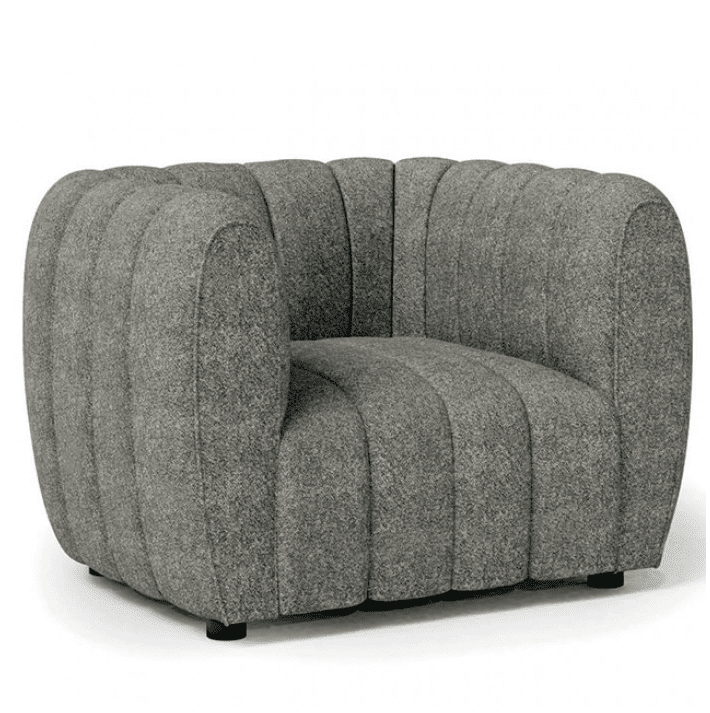 Aversa Contemporary Channel Tufted Sofa & Loveseat Set - Gray Boucle