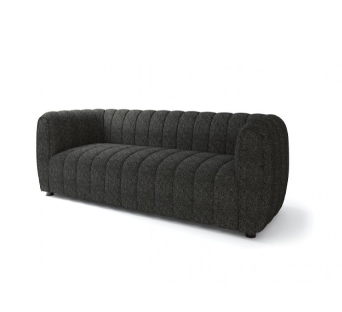 Aversa Contemporary Channel Tufted Sofa - Black Boucle