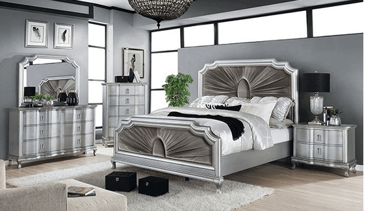 Aalok Glam Style King Bedroom Set - Warm Gray