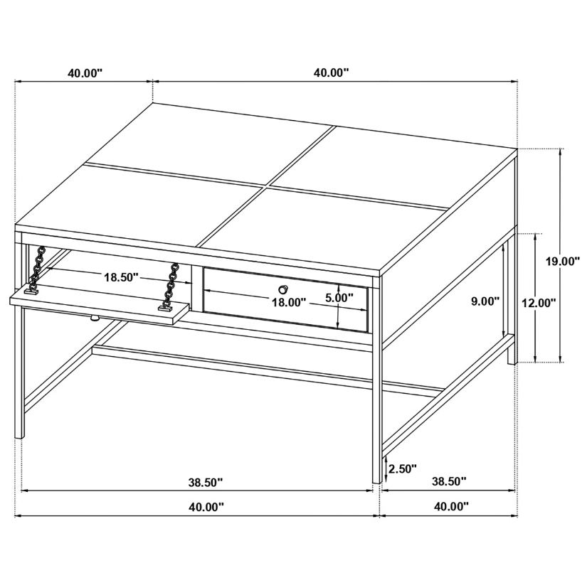 Stephie 4-Drawer Square Clear Glass Top Coffee Table Honey Brown