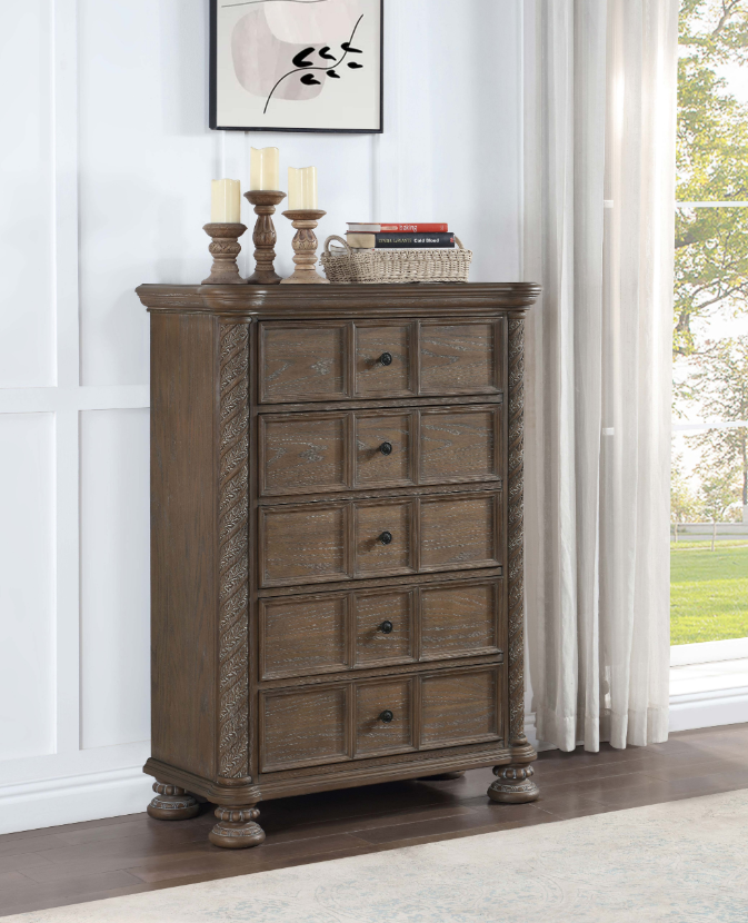 Emmett Traditional 5-Drawer Chest - Walnut