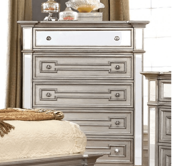 Salamanca Glam Bedroom Set with Mirrored Accents - King