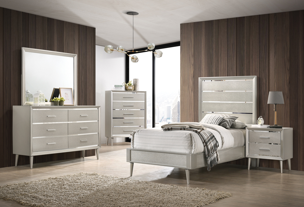 Zane Collection Sterling Metallic Twin Bed