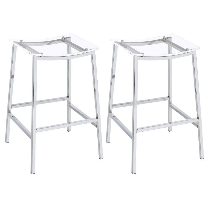 Jovani Acrylic Backless Bar Stools Clear and Chrome Set of 2